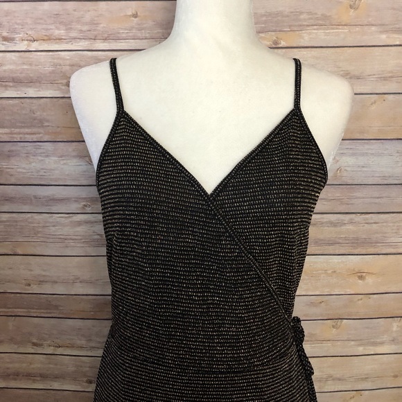 Ten Sixty Sherman Gold Metallic Wrap Dress - Picture 3 of 6